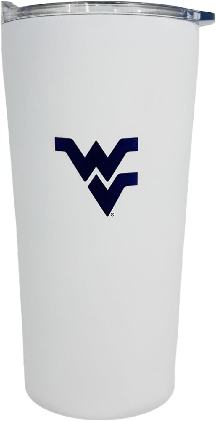 Decorvo Officially Licensed Collegiate Stainless Steel Tumbler - Double Walled Insulated Travel Tumbler with Slide Lid - 18 oz (W. Virginia - White) - Image 1